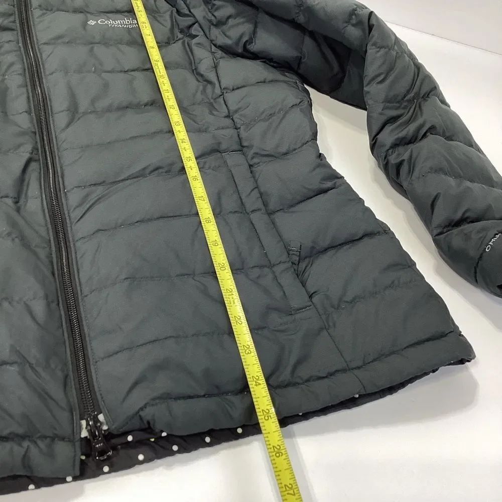 Columbia Down Puffer Reversable Coat Gray and Polka Dot Women’s Size L - Picture 10 of 14